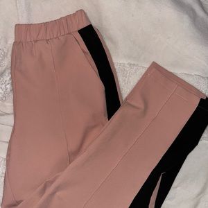 Zara Blush Pink Trousers with Black Side Stripe